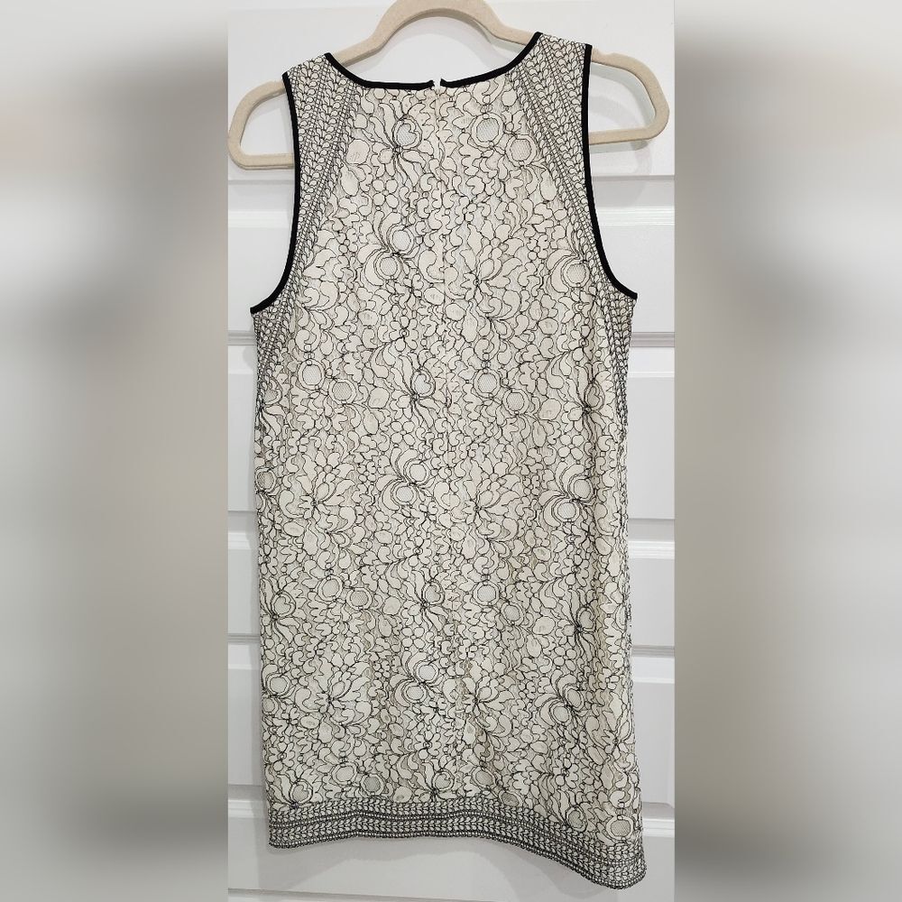 LOFT Black and Cream Floral Lace Midi Dress - Picture 4 of 12